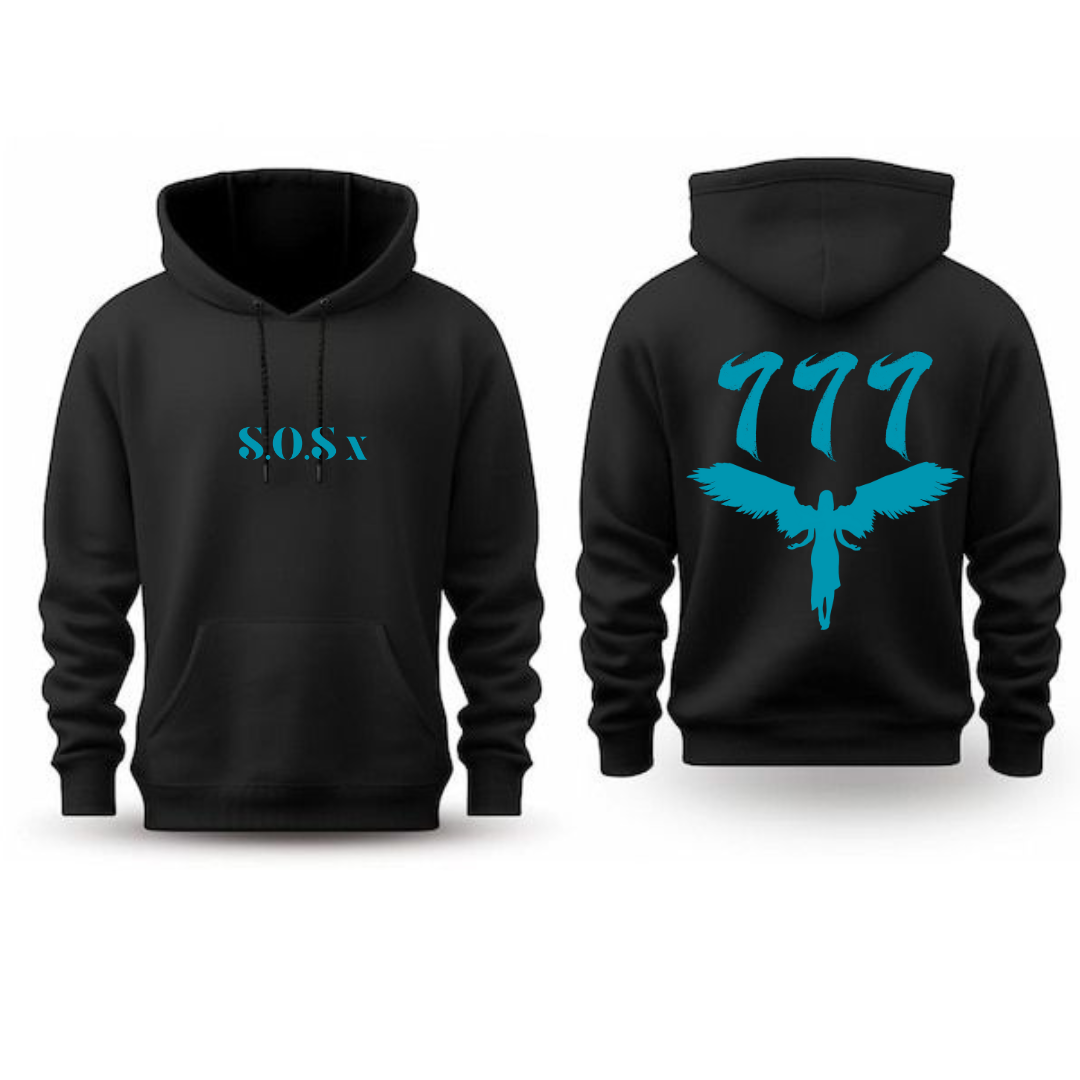 TRIPLE SEVEN BLACK OVERSIZED HOODIE - Seven Of Spades x
