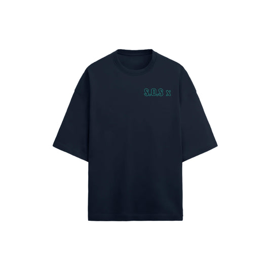 NAVY BLUE OVERSIZED T-SHIRT - Seven Of Spades x